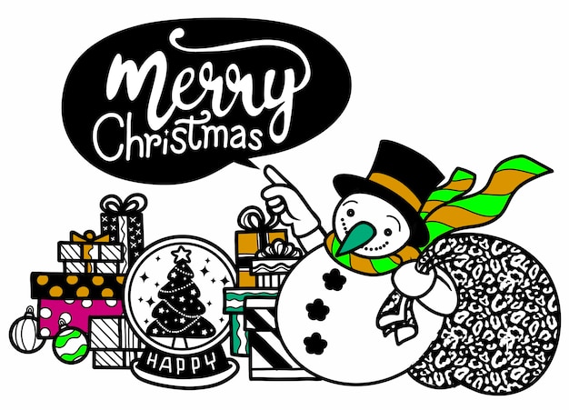 Colección de elementos navideños dibujados a mano, imágenes prediseñadas festivas de año nuevo