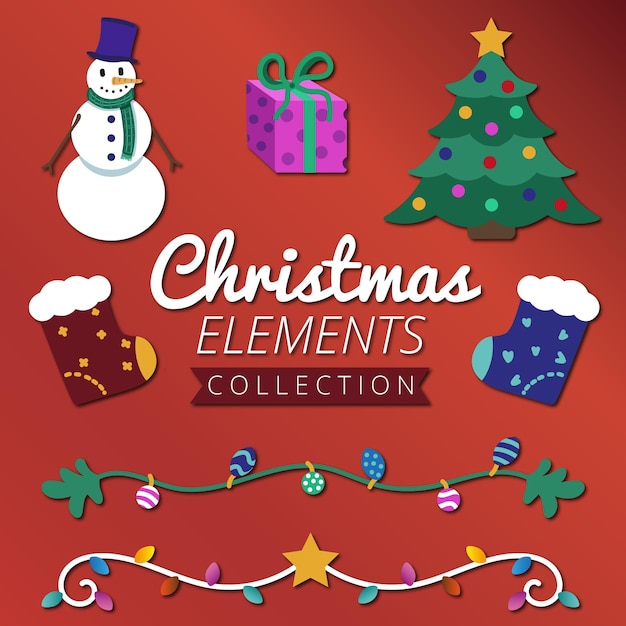 Colección de elementos navideños