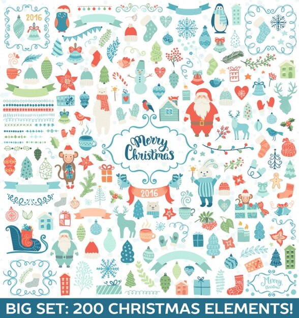 Colección elementos navideños
