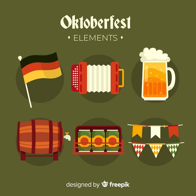 Colección de elementos de oktoberfest de diseño plano