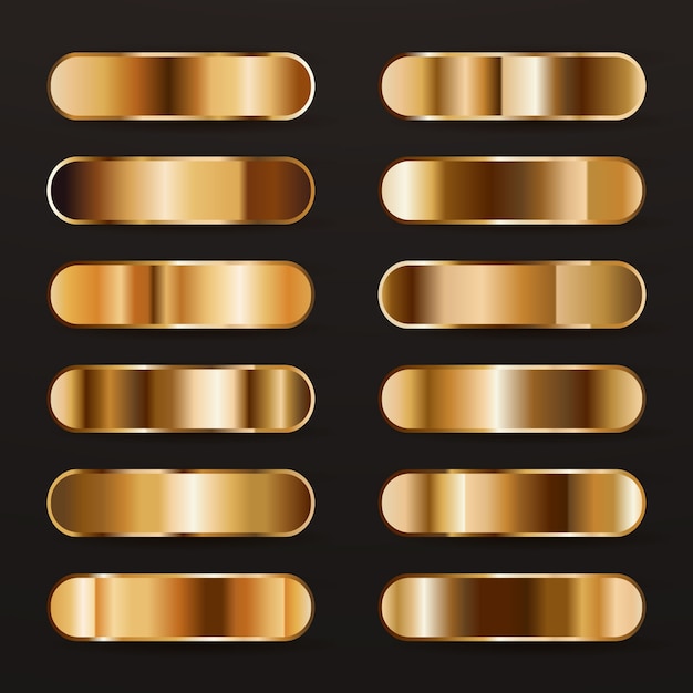 Colección de elementos de oro en gradiente