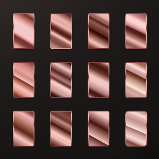 Colección de elementos de oro rosa en gradiente