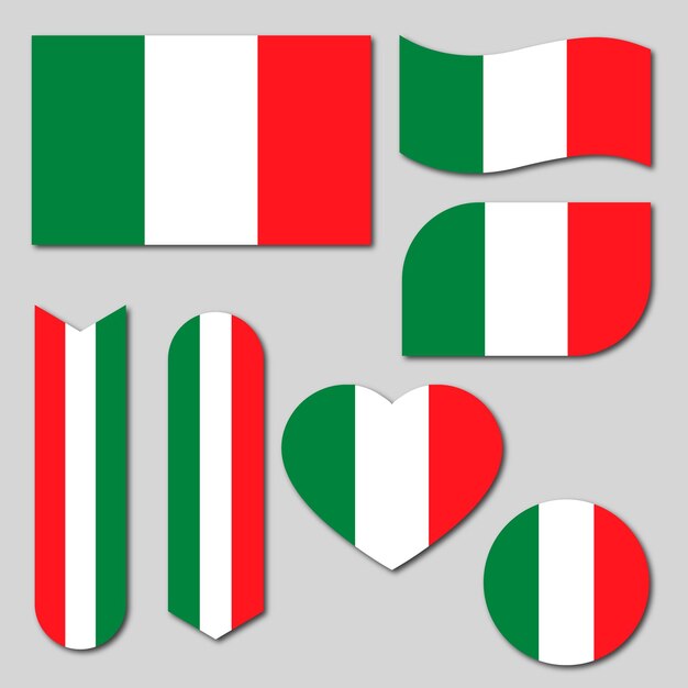 Colección de elementos de papelería con el diseño de la bandera de Italia