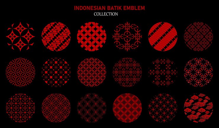 Colección de elementos de patrón del emblema tradicional de BATIK Diseños de elementos asiáticos