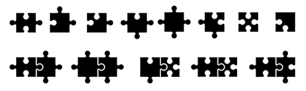 Colección de elementos de piezas de rompecabezas Conjunto de puzzles de juego Vector