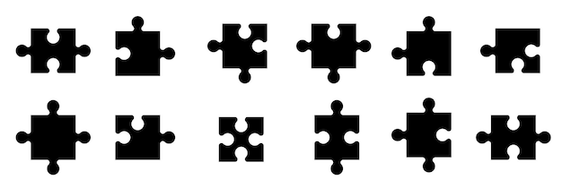 Colección de elementos de piezas de rompecabezas Conjunto de rompecabezas de juego Vector