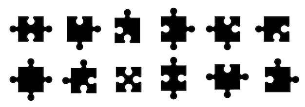 Colección de elementos de piezas de rompecabezas Conjunto de rompecabezas de juego Vector