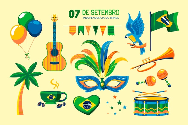 Colección de elementos planos para la celebración del 7 de septiembre.