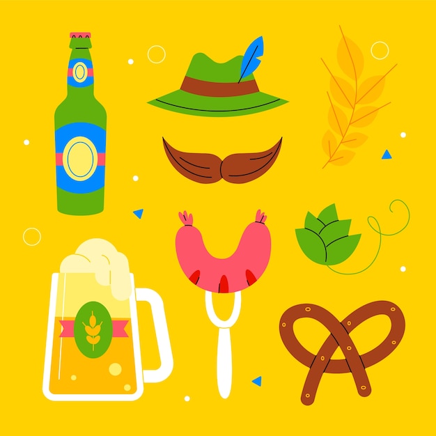 Colección de elementos planos de oktoberfest