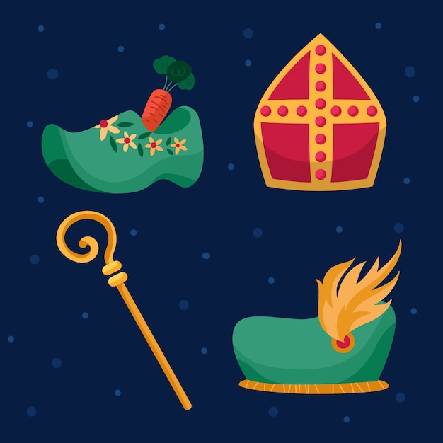 Colección de elementos planos de sinterklaas