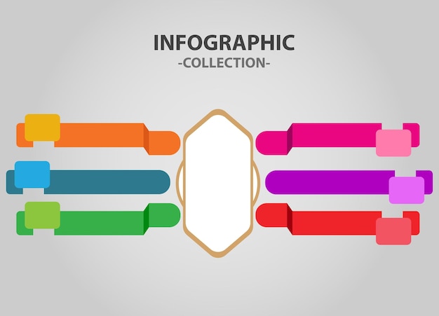 Colección de elementos de plantilla de infografía de proceso plano vectorial