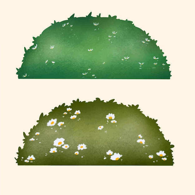 Colección de elementos de prado verde