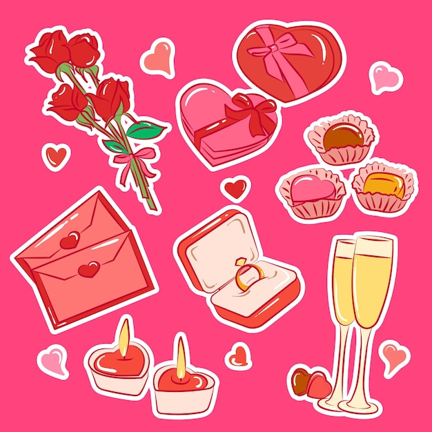 Colección de elementos de San Valentín