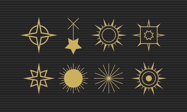 Colección de elementos Sunburst en oro