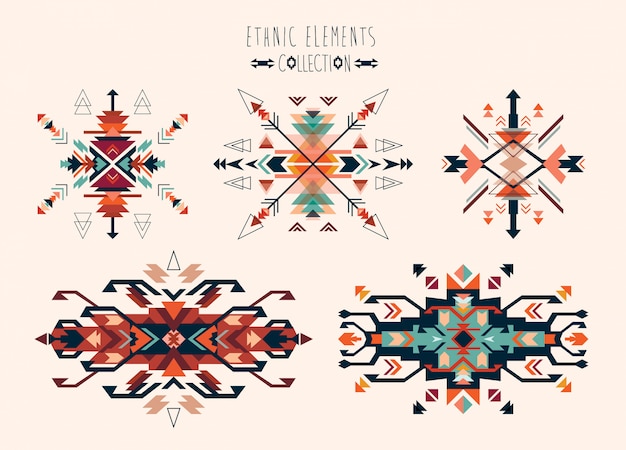 Vector colección de elementos tribales étnicos de diseño vectorial.