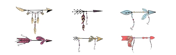Vector colección de elementos tribales vectoriales flechas de colección étnica elementos navajos para el diseño conjunto vectorial con elementos boho indios tribales