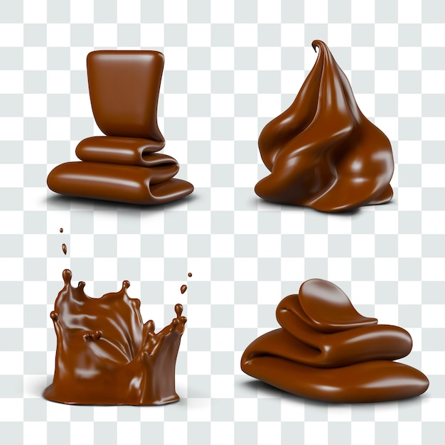 Colección de elementos vectoriales aislados para decorar productos con sabor y aroma de chocolate