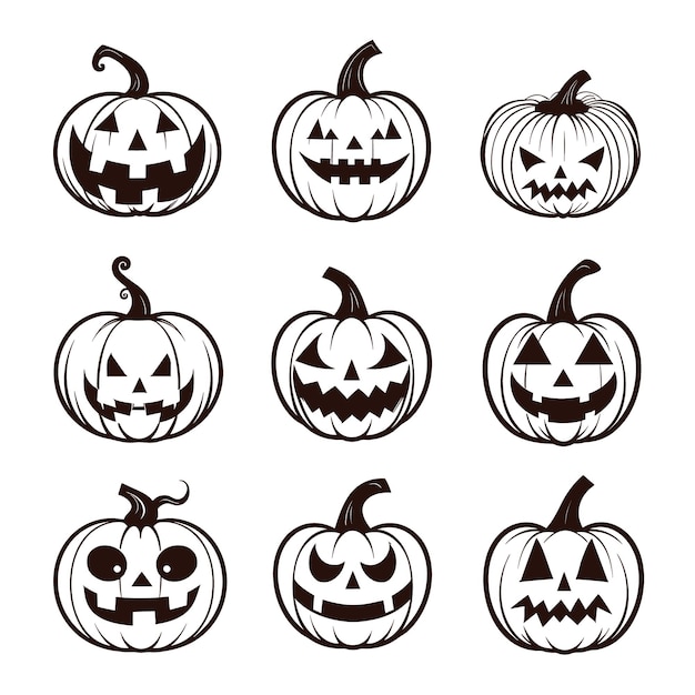 Colección de elementos vectoriales de Halloween para el conjunto de siluetas felices de Halloween