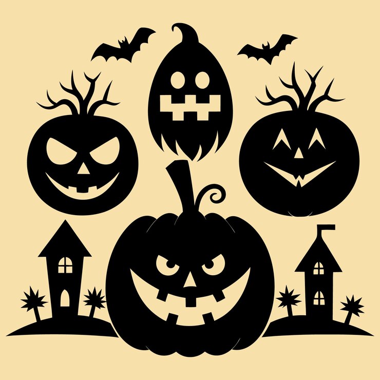 Colección de elementos vectoriales de Halloween conjuntos de siluetas Ilustración