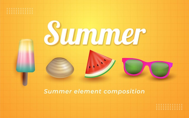 Colección de elementos de verano