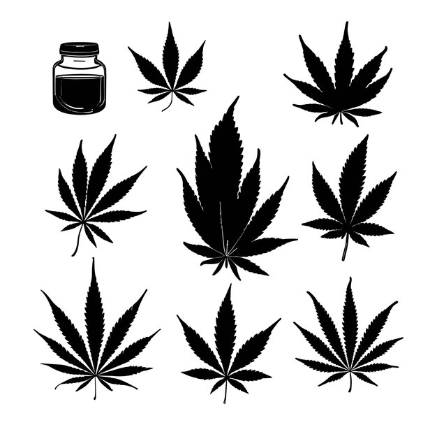 Colección de elementos vintage de cannabis.