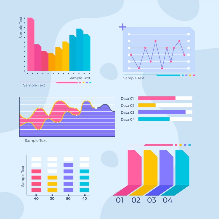 Vector colección de elementos de visualización de datos planos