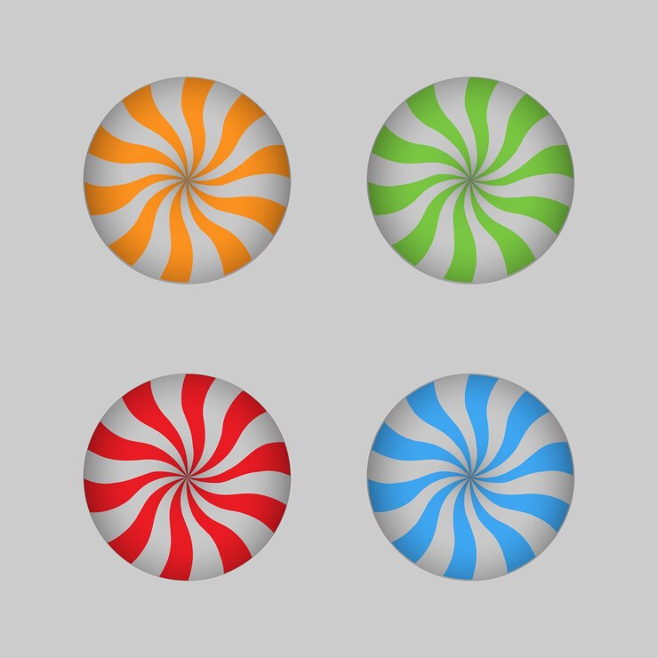 Colección de elementos web abstractos de vector libre con cuatro botones redondos de colores
