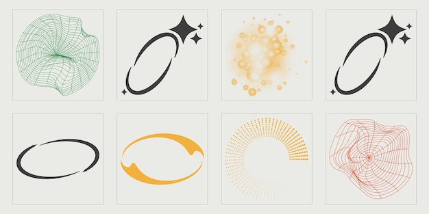 Colección de elementos Y2K Activos gráficos extraordinarios Formas abstractas modernas
