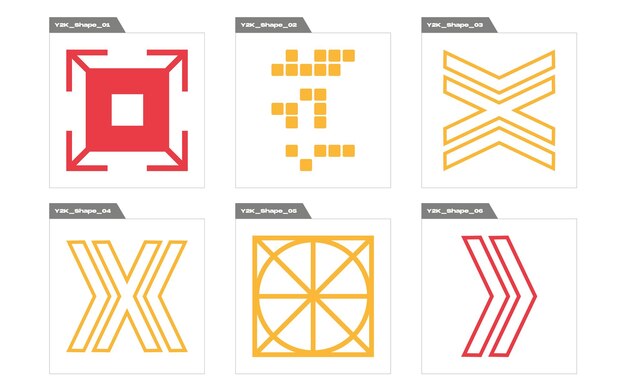 Colección de elementos Y2K Brutalismo formas de estrellas y flores Formas abstractas modernas