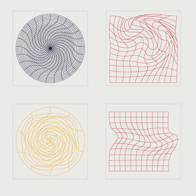 Colección de elementos Y2K Brutalismo formas de estrellas y flores Formas abstractas modernas