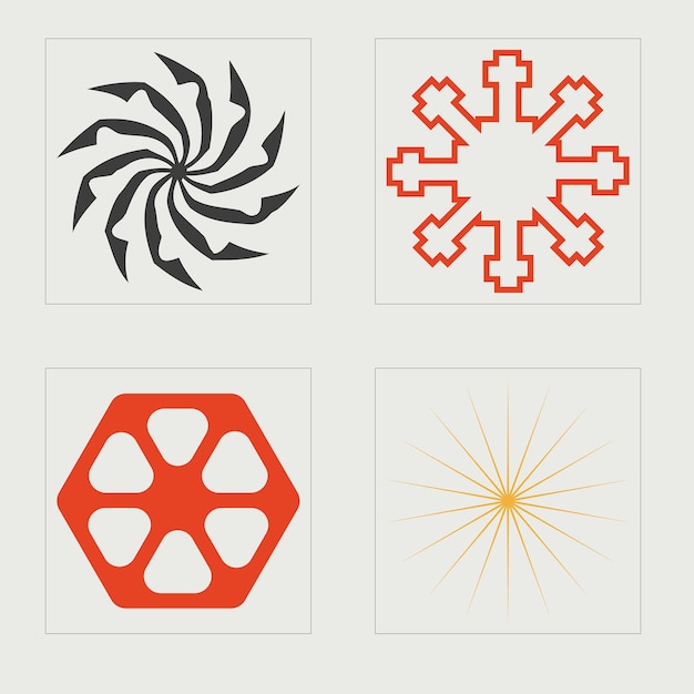 Colección de elementos Y2K Brutalismo formas de estrellas y flores Formas abstractas modernas