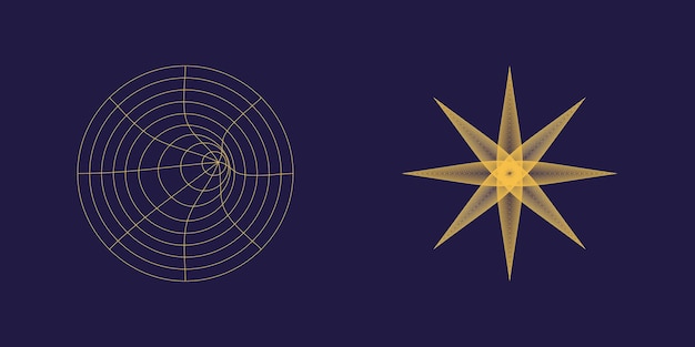 Colección de elementos Y2K Brutalismo formas de estrellas y flores Objetos en estilo y2k