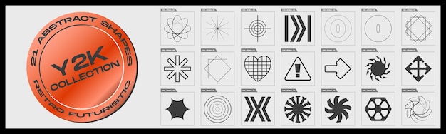 Colección de elementos Y2K Elementos de diseño geométrico de moda Formas de formas simples