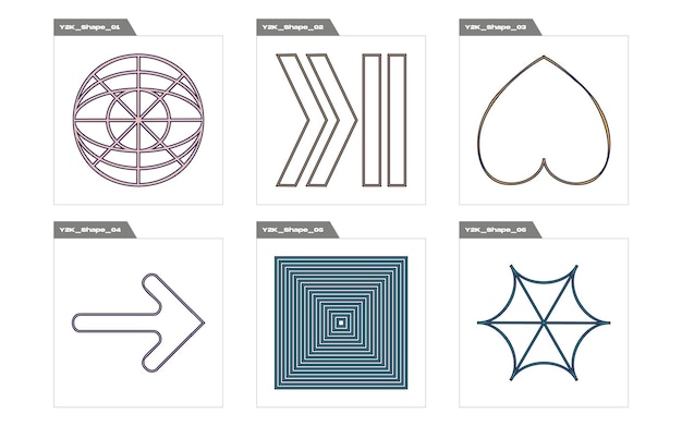 Colección de elementos Y2K Elementos Extraordinarios de Activos Gráficos para decoración gráfica