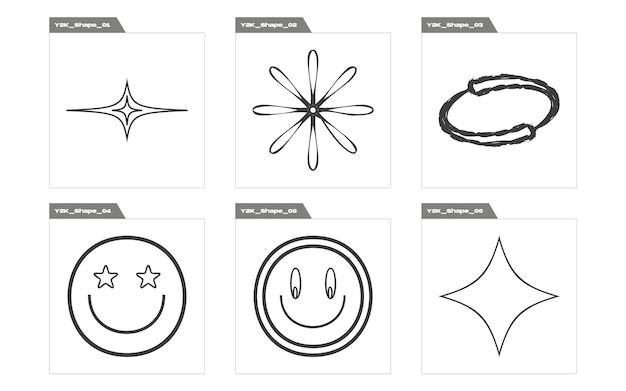 Colección de elementos Y2K Elementos Extraordinarios de Activos Gráficos para decoración gráfica