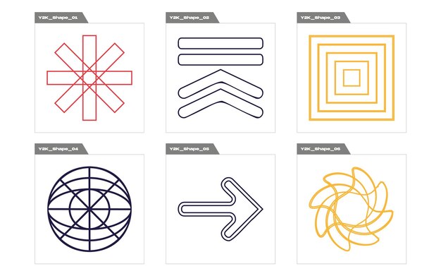 Colección de elementos Y2K Gran conjunto de objetos retro para diseño Plantillas para carteles de notas