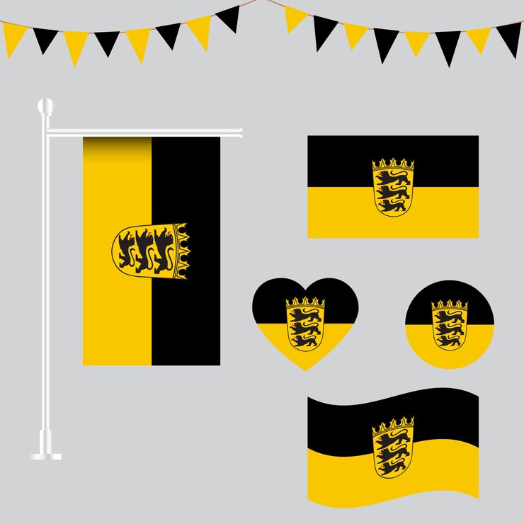 Colección de emblemas e iconos de la bandera de Baden-Wurttemberg en diferentes formas