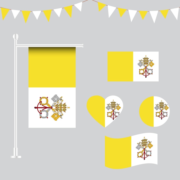 Colección de emblemas e iconos de la bandera de los Estados Papales en diferentes formas