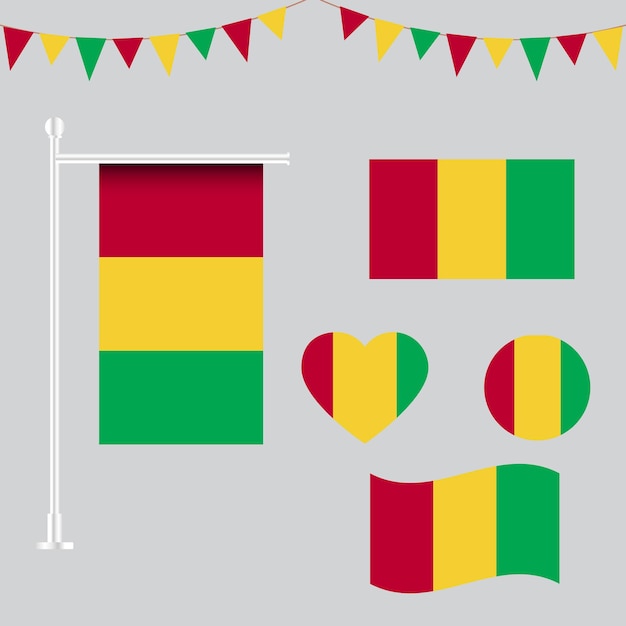 colección de emblemas e íconos de la bandera de Guinea en diferentes formas
