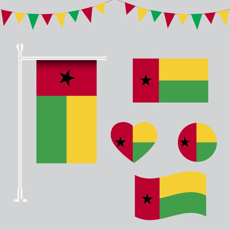 colección de emblemas e íconos de la bandera de GuineaBissau en diferentes formas
