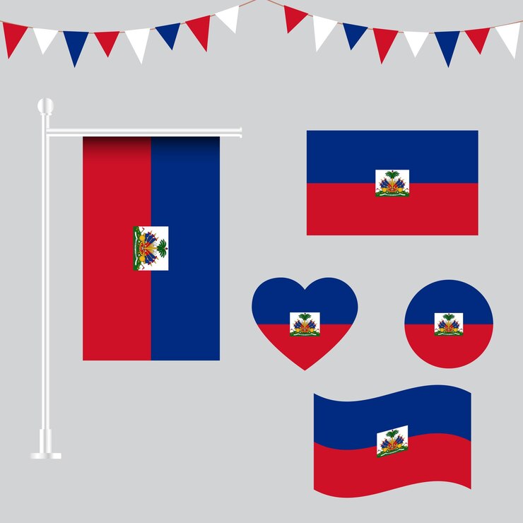 colección de emblemas e íconos de la bandera de Haití en diferentes formas