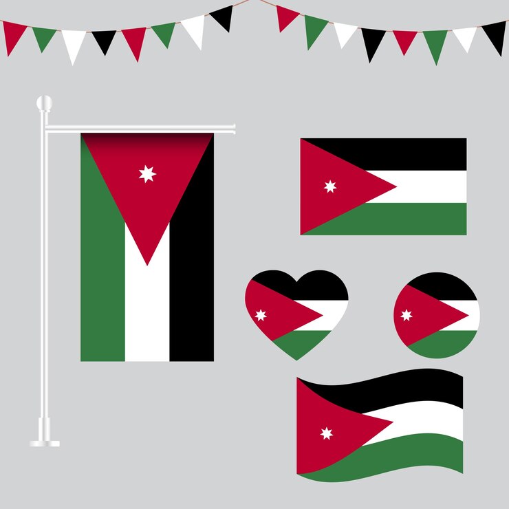 colección de emblemas e íconos de la bandera de Jordania en diferentes formas