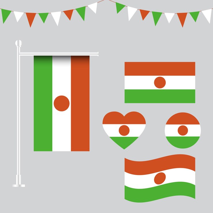 Colección de emblemas e iconos de la bandera de Níger en diferentes formas