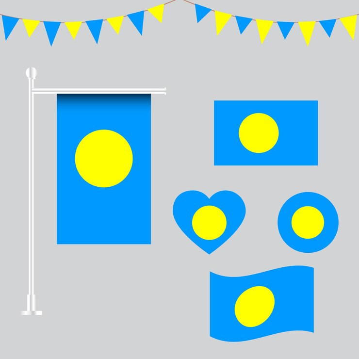 Colección de emblemas e iconos de la bandera de Palau en diferentes formas