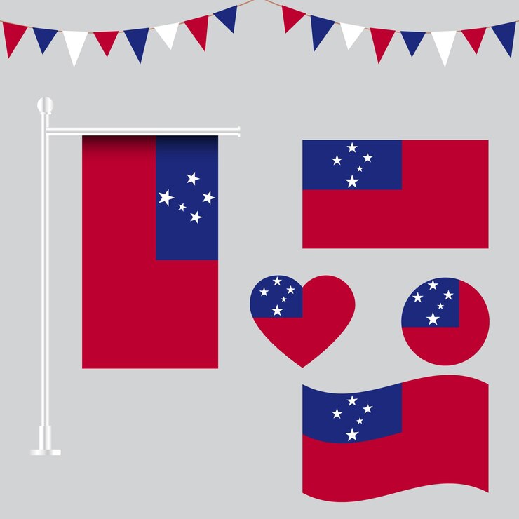 Colección de emblemas e iconos de la bandera de Samoa en diferentes formas