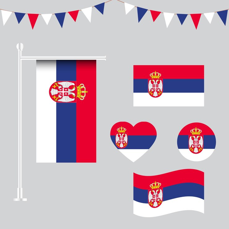 colección de emblemas e iconos de la bandera de Serbia en diferentes formas