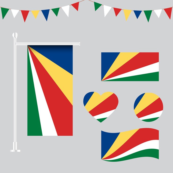 colección de emblemas e iconos de la bandera de las Seychelles en diferentes formas