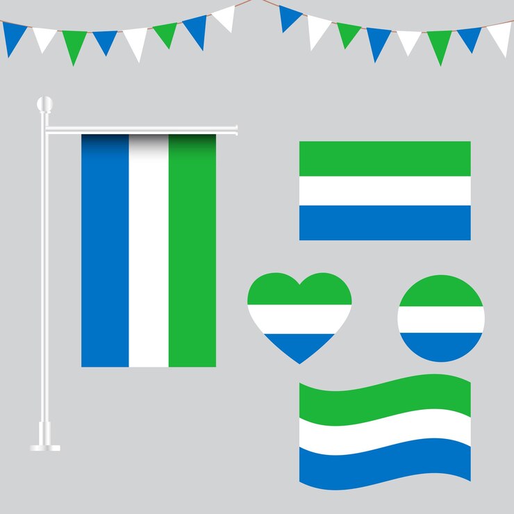 colección de emblemas e iconos de la bandera de Sierra Leona en diferentes formas