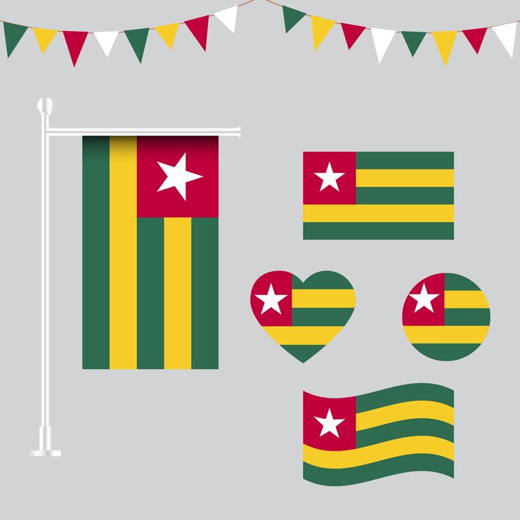 colección de emblemas e iconos de la bandera de Togo en diferentes formas