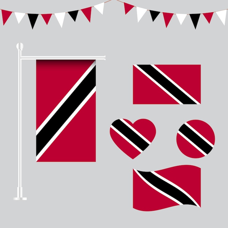 colección de emblemas e iconos de la bandera de Trinidad y Tobago en diferentes formas